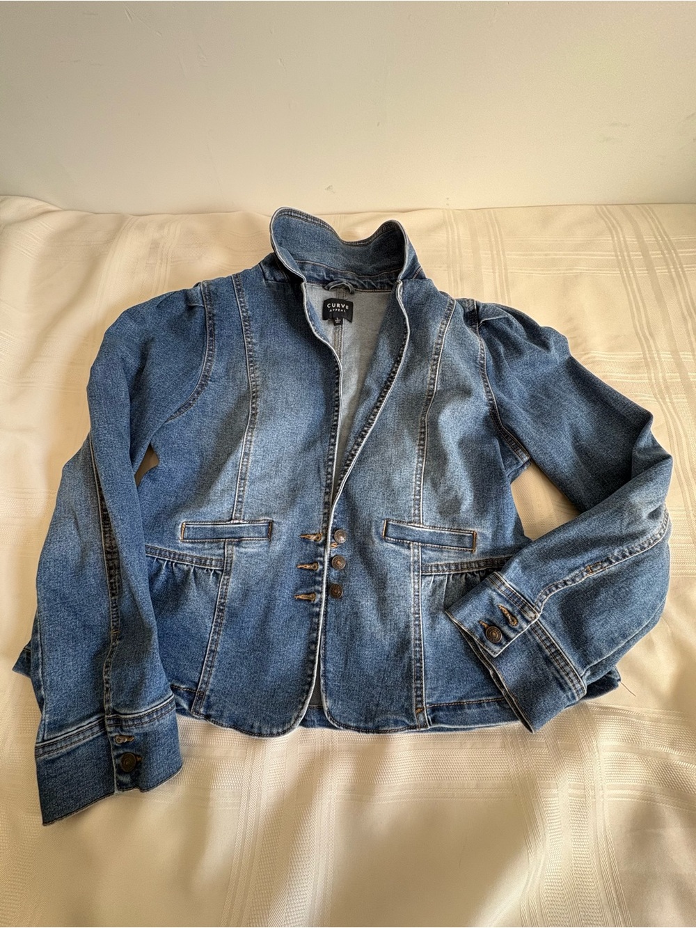 Curvy Blue Denim Jacket with Tailored Waist